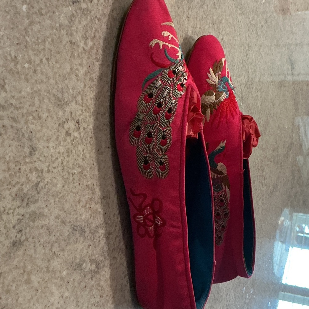 Anthropologie Scarlet Embroidered Loafers